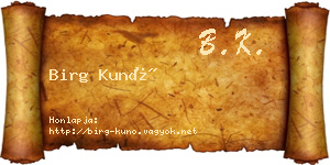 Birg Kunó névjegykártya